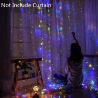 🌈 multicolor window curtain string lights 9.8 x 9.8ft - usb powered twinkle fairy lights with remote. perfect for bedroom indoor wedding party christmas decoration. 300 led curtain lights with 8 modes. логотип