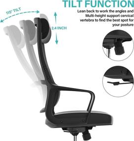 img 1 attached to 🪑 Piorlado Ergonomics Office Chair: Adjustable Headrest, Backrest, and Armrests - Mesh Chair for Optimal Comfort