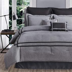 img 2 attached to 🛏️ SHALALA 8-Piece Hotel Style Comforter Set with Matching Bed Skirt, Pillow Shams, Decorative Pillows - All Season Gray Full/Queen