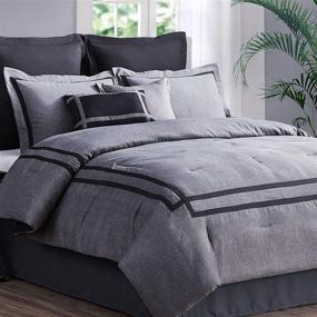 img 3 attached to 🛏️ SHALALA 8-Piece Hotel Style Comforter Set with Matching Bed Skirt, Pillow Shams, Decorative Pillows - All Season Gray Full/Queen