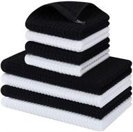 🍽️ 8-pack kitchen dish towels: 100% cotton cloths, ultra-soft & absorbent, quick-drying, anti-odor – ideal for cooking, cleaning, kitchenware washing, drying dishes логотип