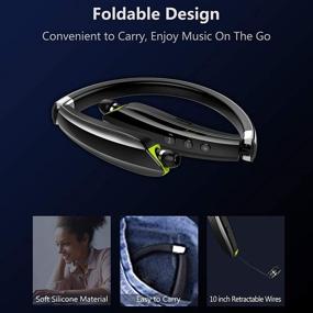 img 3 attached to LOVOCOO [2021 Upgraded] Neckband Bluetooth Headset with Retractable Earbuds - Wireless Noise Cancelling Earphones for Sports & Office (Grey) + Carry Case