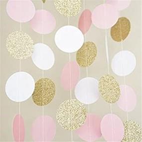 img 3 attached to 🎉 Sorive Paper Garland, 5 Pack 50ft Hanging Glitter Paper Garland Circle Dots for Weddings, Bridal Showers, Birthdays, Baby Showers, Events & Parties Decor (Pink White Gold Polka Dots)