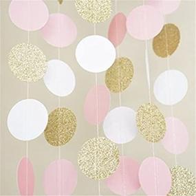 img 1 attached to 🎉 Sorive Paper Garland, 5 Pack 50ft Hanging Glitter Paper Garland Circle Dots for Weddings, Bridal Showers, Birthdays, Baby Showers, Events & Parties Decor (Pink White Gold Polka Dots)