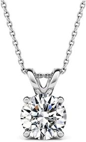 img 4 attached to Sparkling Elegance: AllenCOCO White Gold Plated Sterling Silver Cubic Zirconia Solitaire Pendant Necklace