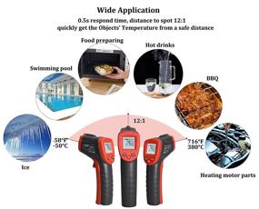 img 2 attached to Digital Infrared Thermometer for Cooking - Non-Contact IR Laser Temperature Gun (-58°F ~ 716°F) with Backlit Display and Red Pyrometer Laser - Ideal for Soap Candy, Food Making, Oven, and BBQ