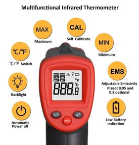 img 3 attached to Digital Infrared Thermometer for Cooking - Non-Contact IR Laser Temperature Gun (-58°F ~ 716°F) with Backlit Display and Red Pyrometer Laser - Ideal for Soap Candy, Food Making, Oven, and BBQ