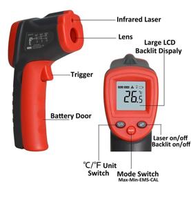 img 1 attached to Digital Infrared Thermometer for Cooking - Non-Contact IR Laser Temperature Gun (-58°F ~ 716°F) with Backlit Display and Red Pyrometer Laser - Ideal for Soap Candy, Food Making, Oven, and BBQ