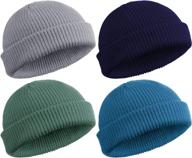 🎣 satinior 4 piece trawler beanie watch hat: stylish roll-up edge skullcap for fishing enthusiasts - unisex must-have! logo