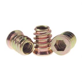 img 1 attached to Pack of 50 Threaded Insert Nuts for Wood Furniture, 1/4-20 Screw in Nuts, 3/5" Length