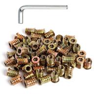 pack of 50 threaded insert nuts for wood furniture, 1/4-20 screw in nuts, 3/5" length logo