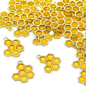 img 4 attached to Yaomiao Enamel Honeycomb Charms Pendants: 🍯 Perfect DIY Crafts Jewelry Making Accessories (40)