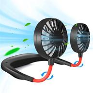 🌬️ portable neck fan - rechargeable personal hand-free fan, mini usb wearable neckband sport fan with 3 speed adjustable, 360 degrees free rotation - perfect for work, travel, office, reading - black logo