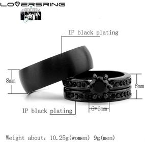 img 1 attached to 💍 LoversRing Bridal Ring Sets His and Hers Women's 18k Black Gold Plated CZ Men's Titanium Wedding Band Set