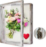 🌸 tj.moree flowers shadow box display case: 13x16 vintage farmhouse deep picture frame with glass door in white - perfect for wedding bouquets, memorabilia, and keepsake photos логотип