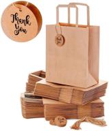 ospecks medium brown kraft paper shopping bags bulk: handle, thank you tags, qty 50 pcs, size 8x4.75x10 in logo