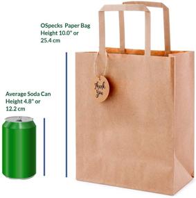 img 2 attached to OSpecks Medium Brown Kraft Paper Shopping Bags Bulk: Handle, Thank You Tags, Qty 50 Pcs, Size 8x4.75x10 In