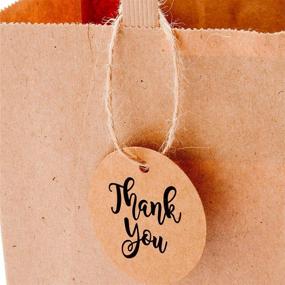 img 1 attached to OSpecks Medium Brown Kraft Paper Shopping Bags Bulk: Handle, Thank You Tags, Qty 50 Pcs, Size 8x4.75x10 In