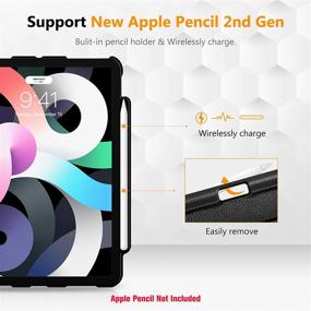 img 2 attached to 📱 Fintie Case for iPad Air 4th Gen 10.9 Inch 2020 with Pencil Holder - 360 Degree Rotating Stand Cover | Supports 2nd Gen Pencil Charging | Auto Sleep/Wake | Black