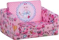 pink kid's sofa chair: 2 in 1 flip open foam sofa bed for kids' napping and playing логотип