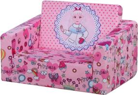 img 2 attached to Pink Kid's Sofa Chair: 2 in 1 Flip Open Foam Sofa Bed for Kids' Napping and Playing