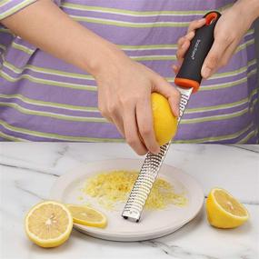 img 3 attached to Enhanced Grating Experience: BasicForm Zester Grater - High-Performance Stainless Steel Blade, Effortless Grating for Cheese and Lemon, Ergonomic Handle &amp; Bonus Protective Cover