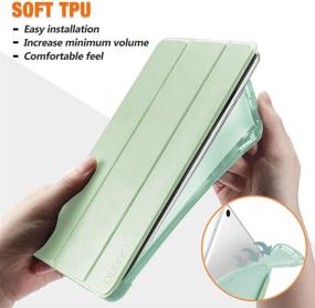 img 3 attached to 📱 DUNNO iPad Mini 5/4 Case - Slim Stand Soft Translucent Back Cover Protective Case with Pencil Holder, Auto Wake/Sleep Function - Green