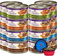 🍲 wellness canned grain-free wet cat food bundle - 4 flavors variety pack with hotspot pets food bowl (12 cans - chicken & beef, chicken & liver, chicken & salmon, chicken & turkey) (2.82oz) logo