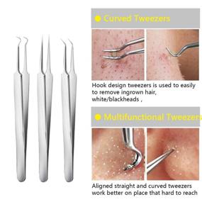 img 2 attached to 🧼 Blackhead and Pimple Remover Kit - Pimple Popper Tools, Aooeou Acne Extraction Kit, Tweezers for Pimples, Blackheads, Blemishes, Whiteheads, and Zit Removal on Forehead, Nose, and Facial Pores