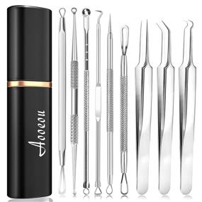 img 4 attached to 🧼 Blackhead and Pimple Remover Kit - Pimple Popper Tools, Aooeou Acne Extraction Kit, Tweezers for Pimples, Blackheads, Blemishes, Whiteheads, and Zit Removal on Forehead, Nose, and Facial Pores