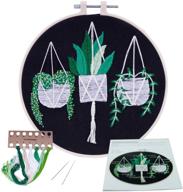 vibrant floral embroidery kits: complete starter set with colorful flower and plant designs, hoop, thread, stamped cloth, and tools logo