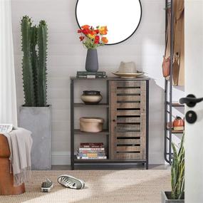 img 3 attached to 🏬 VASAGLE LOWELL Storage Cabinet: Multipurpose Cupboard with 3 Open Shelves and Closed Compartments for Kitchen, Living Room, and Bedroom - Industrial Design in Cool Rustic Brown and Black (ULSC74BA)