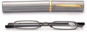 img 4 attached to Mini Slim Reading Glasses with Pen Clip Tube Case - Lightweight Portable Readers for Easy Carrying