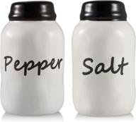 🍽️ ceramic farmhouse salt and pepper shakers set - adorable home kitchen table decor, ideal for cooking, rv, camping, bbq - 2 piece, 4 ounce set logo