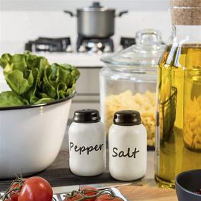 img 1 attached to 🍽️ Ceramic Farmhouse Salt and Pepper Shakers Set - Adorable Home Kitchen Table Decor, Ideal for Cooking, RV, Camping, BBQ - 2 Piece, 4 Ounce Set