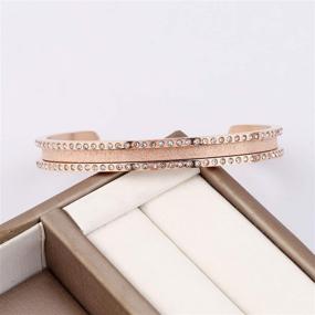 img 3 attached to Stainless Steel Rhinestone Elastic Hair tie Bracelet - Zuo Bao Brushed Grooved Edges for Women & Girls