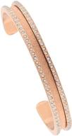 stainless steel rhinestone elastic hair tie bracelet - zuo bao brushed grooved edges for women & girls logo