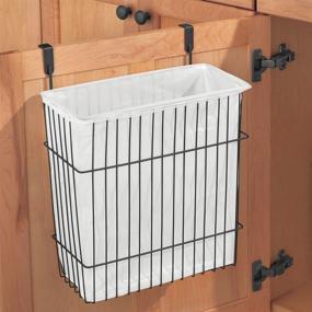 img 2 attached to 🗑️ mDesign Metal Wire Hanging Over Door Kitchen Storage Organizer Basket/Trash Can - Matte Black