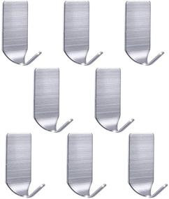 img 4 attached to Waterproof Adhesive Hooks, Stainless Steel Strong Wall Hanger for Coats, Robes, Towels, Keys, Bags, and Christmas Lights - Ideal for Home, Kitchen, Bathroom, and Office - Pack of 8