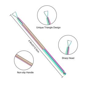 img 1 attached to Профессиональный набор инструментов для обрезания кутикулы "Радужный" с пушером и чистильщиком - 3 предмета для маникюра и педикюра - инструменты для удаления ороговевшей кутикулы для ногтей и пальцев - набор для ухода за ногтями