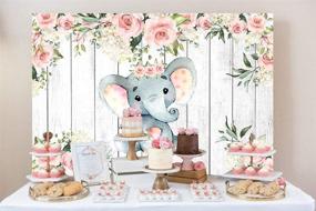 img 3 attached to 🐘 Adorable Sweet Royal Girl Elephant Baby Shower Party Backdrop - Perfect for Cute Baby Peanut Banners, Photo Booth Decor, Cake Table Poster, and Floral Wall Decorations - 7x5ft