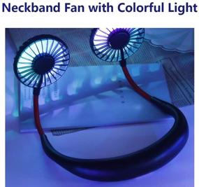 img 3 attached to 🏞️ PGYFIS Hand-Free Neckband Fan with LED Light - Portable Personal Fan Necklace with Dual Wind Head - Mini USB Battery Rechargeable - Headphone Design Wearable Fan for Travel, Office, Home (Black)