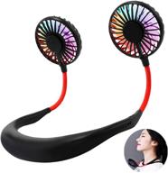 🏞️ pgyfis hand-free neckband fan with led light - portable personal fan necklace with dual wind head - mini usb battery rechargeable - headphone design wearable fan for travel, office, home (black) logo