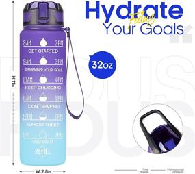 img 3 attached to 💧 32oz Leakproof Tritran BPA Free Water Bottle with Motivational Time Marker for Daily Water Intake in Fitness, Gym, and Outdoor Sports