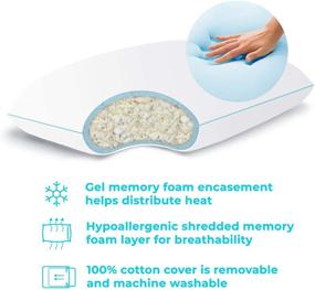 img 2 attached to 🌙 LinenSpa Shredded Memory Foam Pillow with Gel Memory Foam – Standard White Pillow for Ultimate Comfort