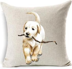 img 2 attached to 🐶 Cotton Linen Funny Pet Dogs Labrador Golden Retriever Throw Pillow Covers - Cute and Decorative Cushion for Sofa, Bedroom and Living Room