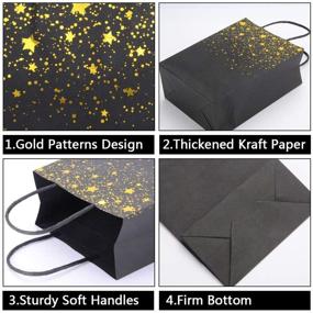 img 2 attached to 24-Piece Black Gold Gift Bags Kraft Paper Party Favor Bags with Handles for Birthday Wedding Celebrations (8.3 x 5.9 x 3.2 Inches) by XP-Art