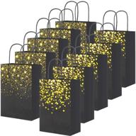 24-piece black gold gift bags kraft paper party favor bags with handles for birthday wedding celebrations (8.3 x 5.9 x 3.2 inches) by xp-art logo