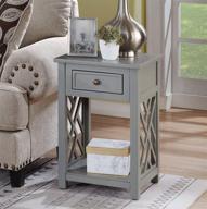 🔲 contemporary coventry wood end table: chic gray design with convenient drawer and shelf logo