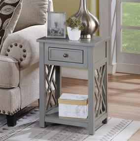 img 1 attached to 🔲 Contemporary Coventry Wood End Table: Chic Gray Design with Convenient Drawer and Shelf